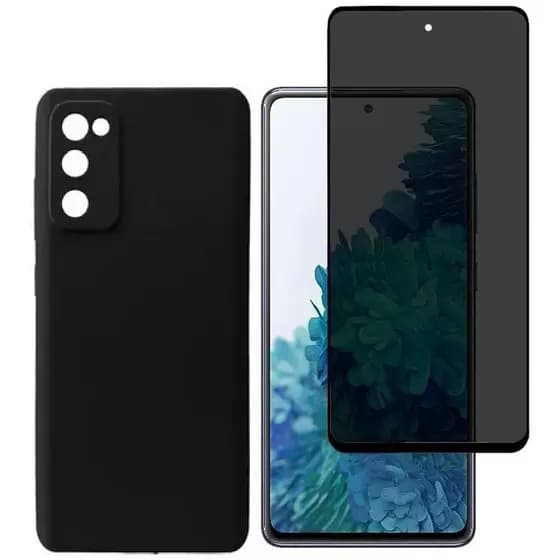 Kit Proteção Samsung Galaxy S20 FE | Capa Case Silicone Aveludada + Película de Privacidade 9D