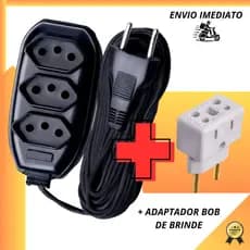 Extensão Elétrica 10 Metros Bivolt 110/220v 10A Tomada Tripolar na Cor Preta Compacta e Resistente de 2,3,5 Metros