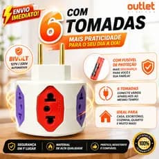 Filtro De Linha Sem Fio Tomada Hexágono 6 Saídas Adaptador Com Fusível 10A/20A Pino Maciço Resistente