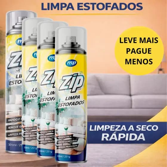Limpa Estofados a Seco Espuma Spray Zip Clean 300ml Sofá Estofado Banco de Carro Colchão Carpetes