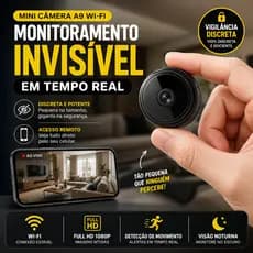 Mini Câmera Espiã WiFi Full HD 1080p com Áudio Visão Noturna Monitoramento Remoto A9