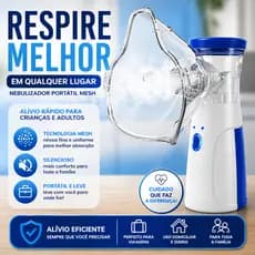 Nebulizador Portátil Mesh Silencioso USB Recarregável Inalador Infantil Adulto