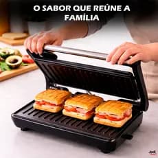 Mini Grill Inox Grelha Sanduicheira 750w Antiderrapante Alça Led Indicador Bak