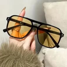 Óculos de Sol Luxo Feminino Vintage Estiloso Verão Tons Matizado Retro Amarelo de Rica Premium