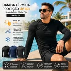 Camisa Térmica Proteção Uv 50+ Segunda Pele Camiseta Blusa Malha Fria Unissex Manga Longa