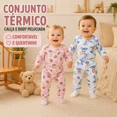Conjunto Térmico Pagão Longo Body e Calça Peluciado Inverno  Frio Infantil Estampado Menino e Menina