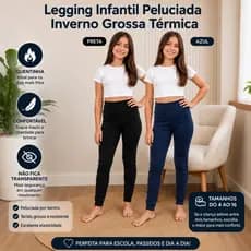 Calça Legging  Peluciada Infantil Juvenil  Térmica  Grossa Flanelada Inverno Frio