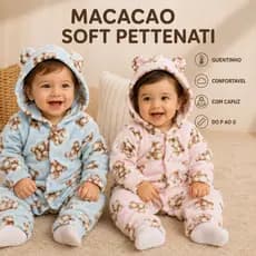 Macacão Bebê Microsoft Pettenati Inverno Com Capuz Peluciado Quentinho