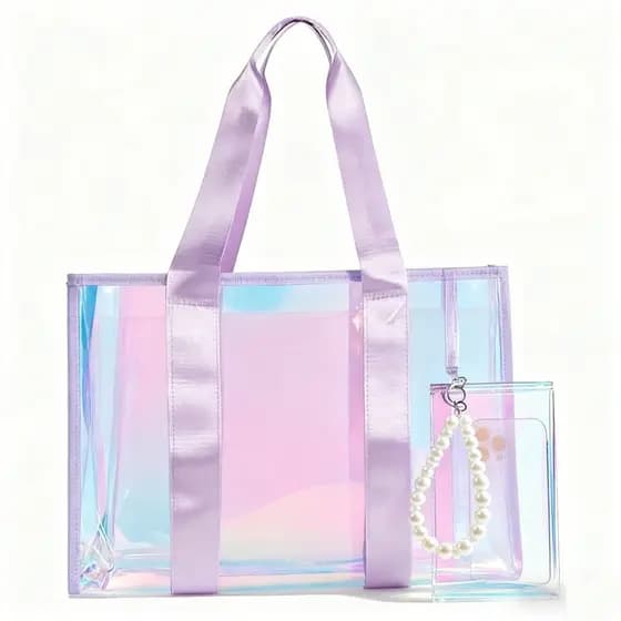 Bolsa De Praia Grande 26L, A prova D'água, Com Arco-íris, Pulseira E Bolso Para Celular