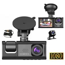 Nova câmera de painel de carro HD 1080P, câmera de 3 lentes, gravador DVR, câmera de direção jorge