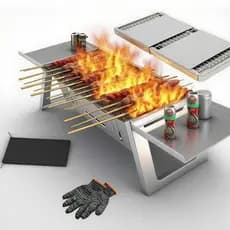 Churrasqueira De Aço Inoxidável, Portátil E Dobrável- Temp Resistant