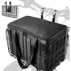 Cesta de Bicicleta Frontal Dobrável com Bolsa de Forro Removível, Design de Liberação Rápida, Cesta de Metal para