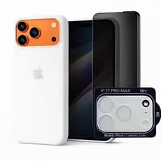 Case Silicone Colorida Para iPhone 17 Pro e 17 Pro Max + Película Vidro Privacidade + Lente Câmera_Kit Premium