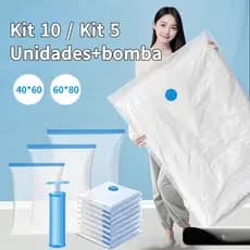Kit Saco A Vácuo Grande Organizador Edredom Coberto Mala Roupa Viagem De Cama com Bomba Manual Tamanho Grande