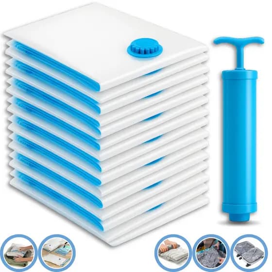 Kit Saco A Vácuo Grande Organizador Edredom Coberto Mala Roupa Viagem De Cama com Bomba Manual Tamanho Grande