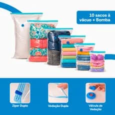 Kit Saco A Vácuo Grande Organizador Edredom Coberto Mala Roupa Viagem De Cama com Bomba Manual Tamanho Grande