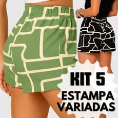 Short Feminino Macio Versatil Dia Dia Praia Piscina Confortável Estampa Variada Envio Imediato P-GG