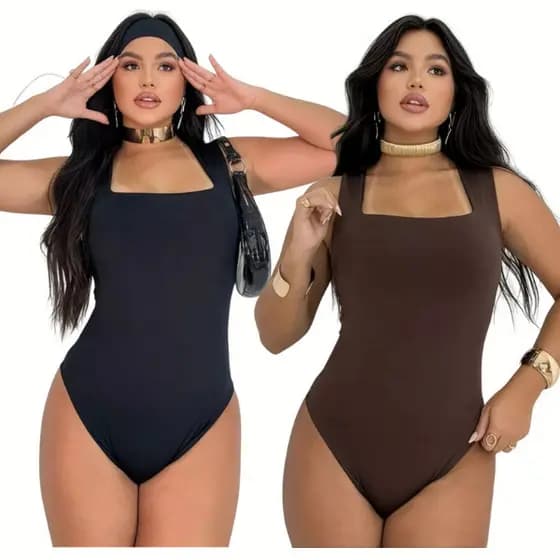 Body Suplex Kit 2 Decote Quadrado – Modelador, Sem Transparência, Moda Casual