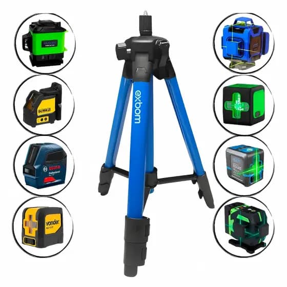 Tripé Para Nível Laser Reforçado Profissional Exbom 1/4 E 5/8