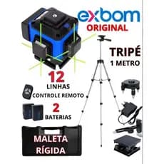 Nível Laser 12 Linhas + Tripé + Maleta Completa Controle 2 Baterias