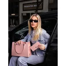Bolsa Feminina Castelo Pasta Ombro Mão E Transversal + Carteira Feminina
