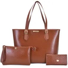 Bolsa Feminina Casual Shopper Grande + Carteira + Necessaire Elegante Kit 3 Peças