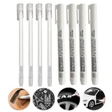 Kit Marcador Permanente + Caneta Gel Branca Marcação Design Sobrancelha Pinta Pneu Reparo Lataria