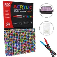 320 Cores Caneta Acrílica Acrylic Ponta Pincel Brush Macia Marcador Permanente Pintura Cerâmica