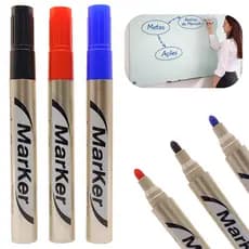 Pincel Quadro Branco Lousa Cores Preto Azul Vermelho Canetas Marcador Ponta Redonda 4.0mm Apagável