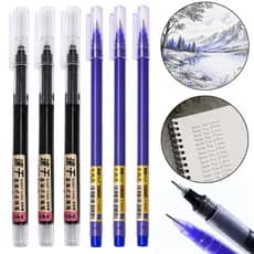 Kit 2/3/4/8 Caneta Gel Preta Azul Ponta Fina Agulha 0,5m Desenho Técnico Marcação Escolar Escritório