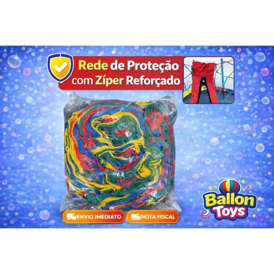Rede de Proteção 3,05 Ziper Malha 10 Cama Elastica Pula Pula