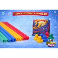 Rede 1,40 + 6 Isotubos + 6 Ponteiras Cama Elástica Pula Pula Trampolim