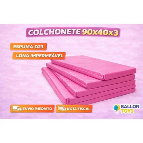 2 Colchonetes Rosa Academia Premium 90x40x3 com Espuma Macia Impermeável Compacto Fit Mat Yoga Pilates