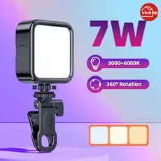 Iluminador LED Portátil com Clip para Fotos e Vídeos Noturnos