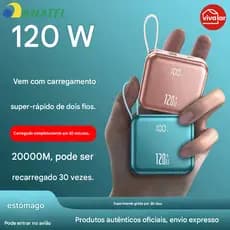Carregador Portátil 20000mAh Display Digital Carregamento Rápido 4 Saídas Universal