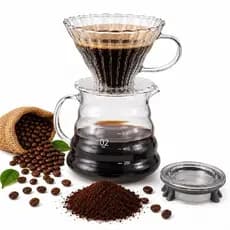 Cafeteira de Vidro 650ml Suporte Filtro Tampa Kit Café Coado