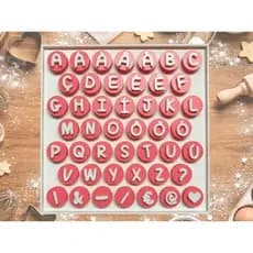 Kit Carimbos Letras Cursivas do Alfabeto Delicado para Brigadeiro, Doce, Docinhos Confeitaria - 46 Peças