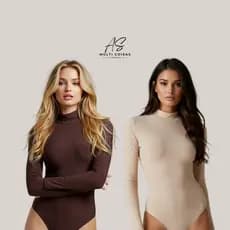 Kit 2 Body Gola Alta - Inverno Segunda Pele Manga Longa Tecido Suplex Casual Lisa Body