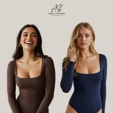 Kit 2 Body Gola Quadrada - Tecido Suplex Moda Moderna Feminina Elegante