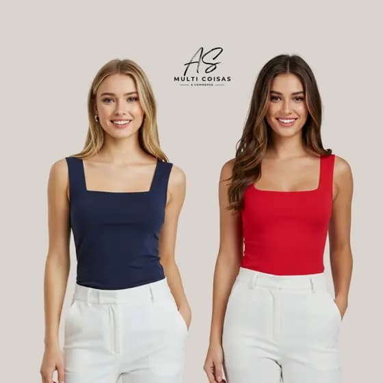 Kit 2 Blusinha Regata - Tecido Suplex Moda Feminina Elegante Lisa Básica Casual
