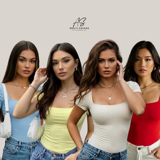 Kit 4 Blusinha Baby Look - Tecido Suplex Moda Feminina Elegante Lisa Básica