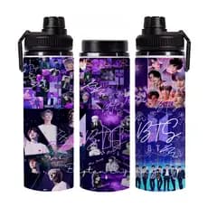Garrafinha de Água Banda BTS K Pop  Alumínio com Alça 750mL