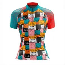 CAMISA CICLISMO FEMININA MOUNTAIN BIKE MANGA CURTA PROTEÇÃO UV RKC SPORTS GATOS