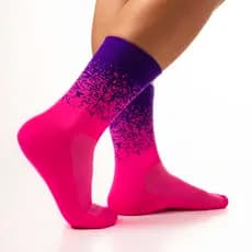 MEIA DE CICLISMO FEMININA MOUNTAIN BIKE CORRIDA CROSSFIT CANO MÉDIO RKC SPORTS ROSA MANCHAS
