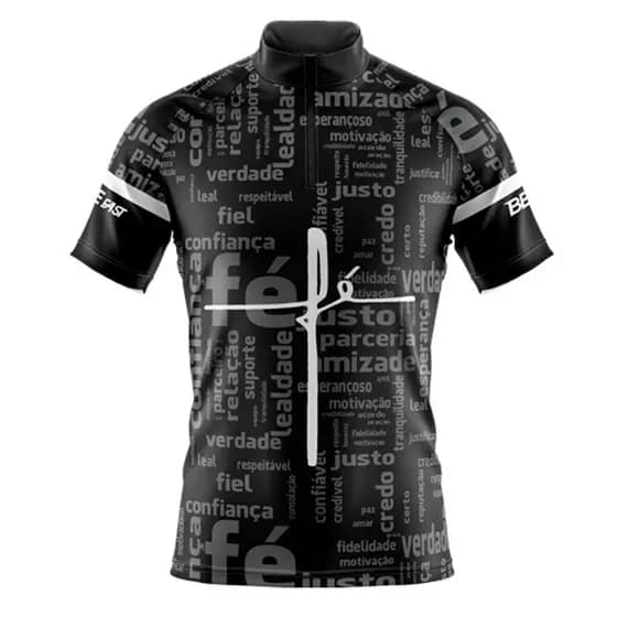 CAMISA CICLISMO MASCULINA MOUNTAIN BIKE MANGA CURTA PROTEÇÃO UV RKC SPORTS FÉ PRETA