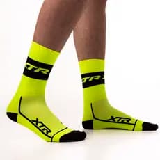 MEIA DE CICLISMO MASCULINA MOUNTAIN BIKE CORRIDA CROSSFIT CANO MÉDIO XTR FLÚOR 2023