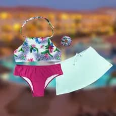 Kit 3 Peças Biquini Juvenil + Saia Saida Praia Grappin