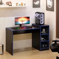 Mesa Escrivaninha Gamer Zetra Para Quarto Com Nichos