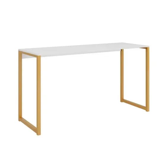 Mesa Escrivaninha Industrial Desk 90 Color Quarto Escritório Branco Dourado
