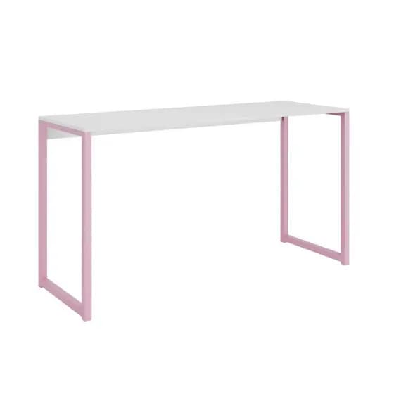 Mesa Escrivaninha Industrial Desk 90 Color Quarto Escritório Branco Rosa